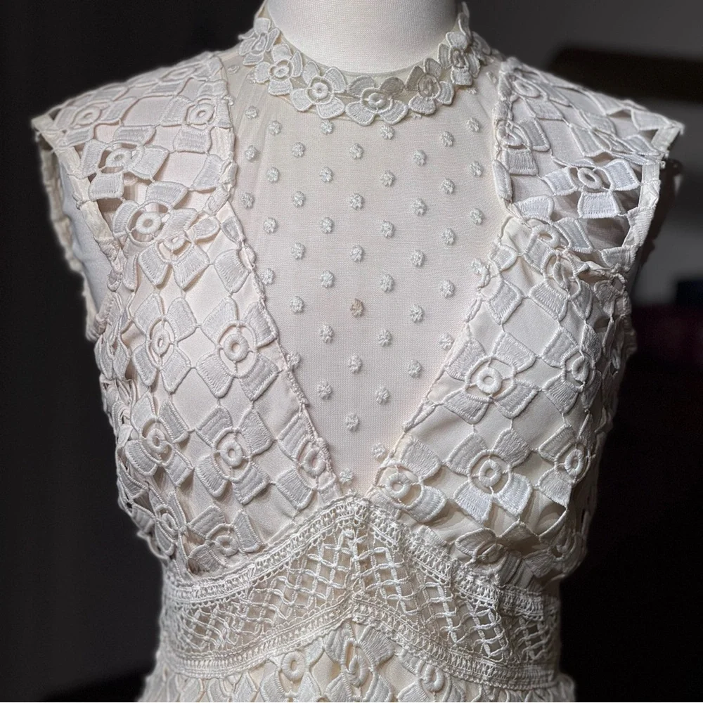 Romeo & Juliet Couture Cream Lace Mini Dress - Picture 6 of 12